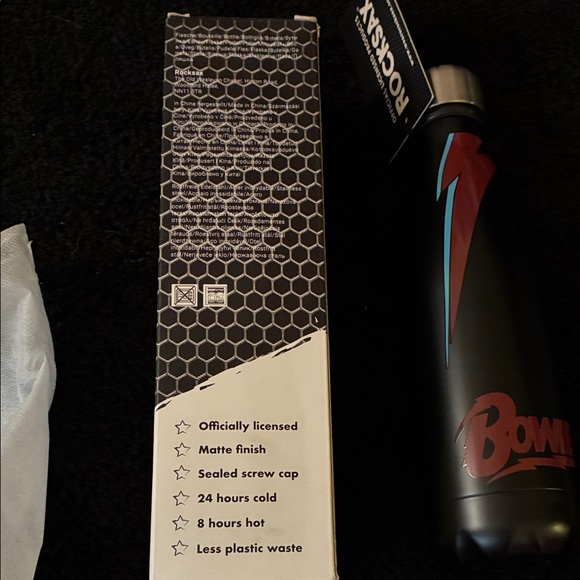 Rocksax Bowie Lightning Bolt Black Drinking Water Bottle New/box - Picture 3 of 6